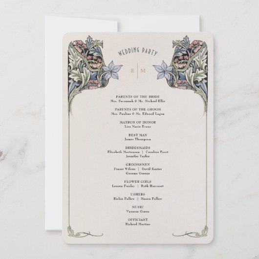 Vintage Jugendstil-Hochzeitskarte Einladung (Rückseite)