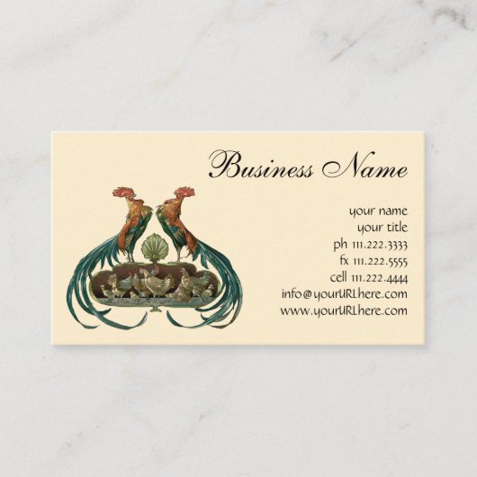 Vintage Jugendstil-Hühner und -röster Visitenkarte (Vorderseite)