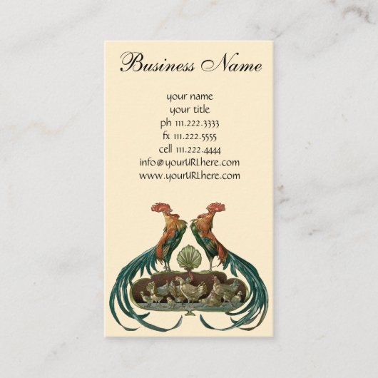 Vintage Jugendstil-Hühner und -röster Visitenkarte (Vorderseite)