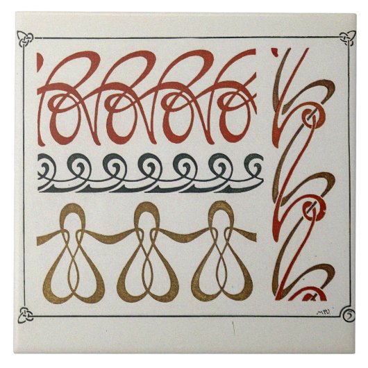 Vintage Jugendstil-Illustration von Alphonse Mucha Fliese (Vorderseite)
