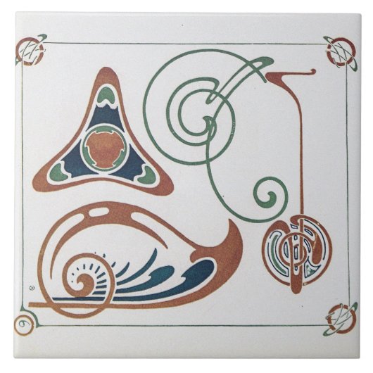 Vintage Jugendstil-Illustration von Mucha Fliese (Vorderseite)