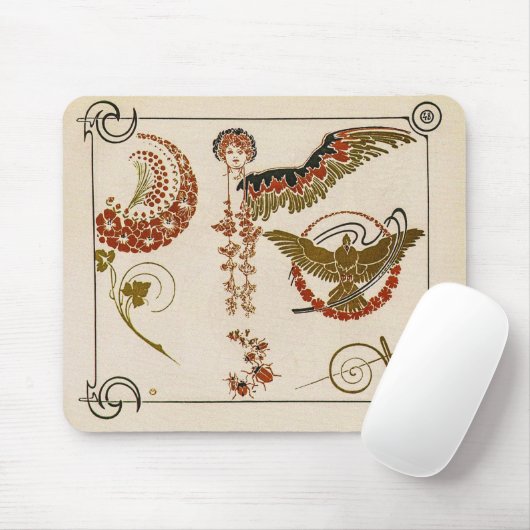 Vintage Jugendstil-Illustration von Mucha Mousepad (Mit Mouse)