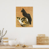 Vintage Jugendstil-Katzen-Paar, Schwarz und Calico Poster (Küche)