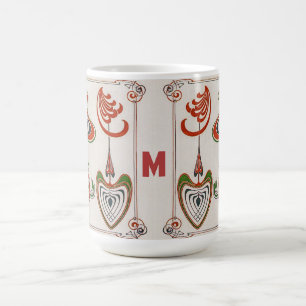 Vintage Jugendstil-Kunst von Mucha, Monogramm, Bri Verwandlungstasse