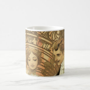Vintage Jugendstil-Liebe Romantik, Flirt von Mucha Kaffeetasse