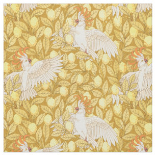 Vintage Jugendstil-Macaws im Zitronenbaummuster Stoff