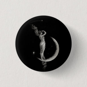 Vintage Jugendstil-Mond-Girl Button