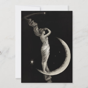 Vintage Jugendstil-Mond-Girl Einladung