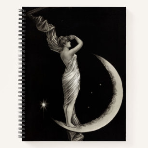 Vintage Jugendstil-Mond-Girl Notizblock
