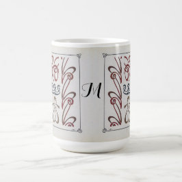 Vintage Jugendstil-Monogramm-Malerei von Mucha Verwandlungstasse