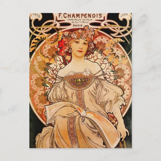 Vintage Jugendstil-Mucha Postkarte (Vorderseite)