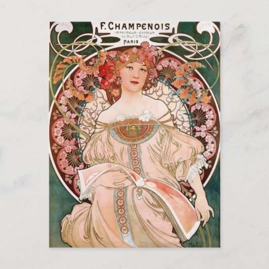 Vintage Jugendstil-Mucha Postkarte (Vorderseite)