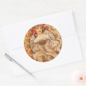 Vintage Jugendstil-Mucha Runder Aufkleber (Umschlag)