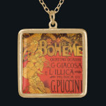Vintage Jugendstil-Musik, La Boheme Opera, 1896 Vergoldete Kette<br><div class="desc">Vintage Illustration Art Nouveau Poster Art Design von Adolfo Hohenstein mit La Boheme, der Oper von 1896. La Boheme ist eine italienische Musikoper in vier Akten, mit Musik und Libretto von Ruggero Leoncavallo und komponiert von Giacomo Puccini. Die Geschichte ist Set in Paris um 1830 und zeigt den Bohemischen Lebensstil...</div>