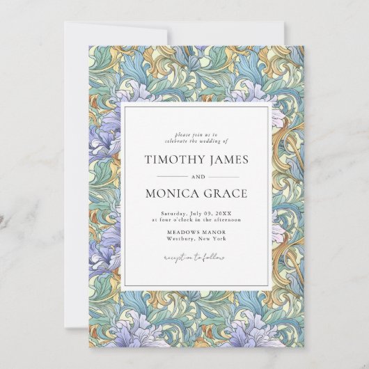 Vintage Jugendstil-Pastel-Hochzeit Einladung (Vorderseite)