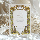 Vintage Jugendstil-Pfauenhochzeit Einladung