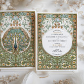 Vintage Jugendstil-Pfauenhochzeit Einladung