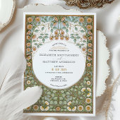 Vintage Jugendstil-Pfauenhochzeit Einladung