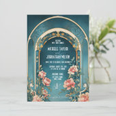 Vintage Jugendstil-Pink-Peonies Alfonse Mucha Einladung (Stehend Vorderseite)