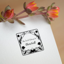 Vintage Jugendstil-Rahmen Buchzeichen Ex Libris bu Gummistempel