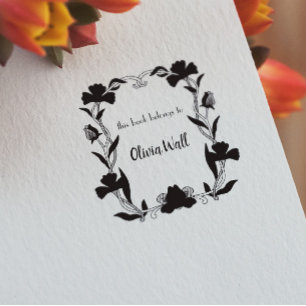 Vintage Jugendstil-Rahmen Buchzeichen Ex Libris bu Gummistempel