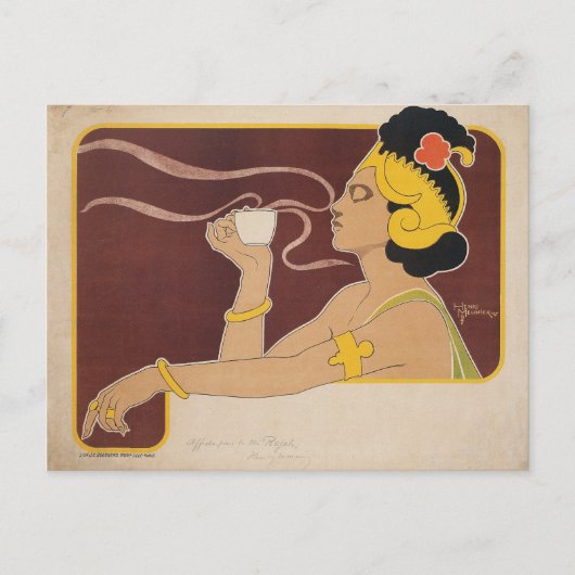 Vintage Jugendstil-Rajah-Kaffeewerbung Postkarte (Vorderseite)