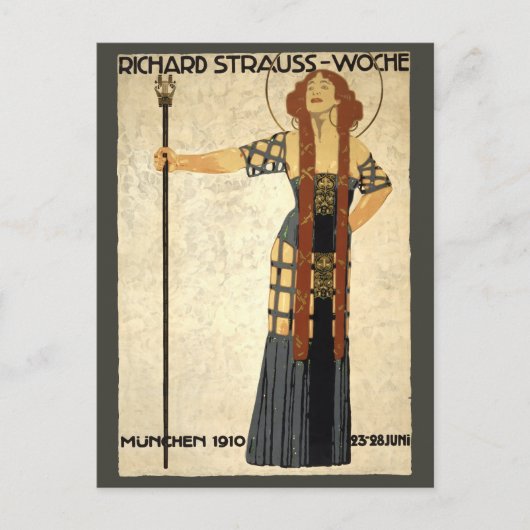 Vintage Jugendstil Richard Strauß-Woche. München Postkarte (Vorderseite)