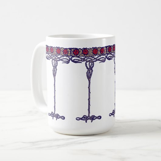 Vintage Jugendstil-Rose Bush Frieze Kaffeetasse (Vorderseite Links)