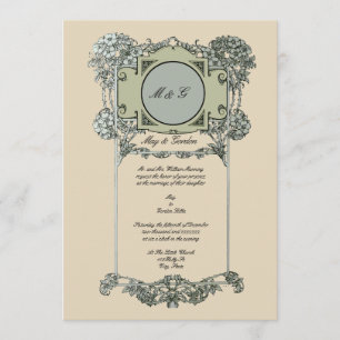 Vintage Jugendstil-Rose Hochzeit Einladungen