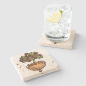 Vintage Jugendstil-Rose Steinuntersetzer (Seitenansicht)