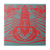 Vintage Jugendstil-Rote-Hummermusik Fliese (Vorderseite)