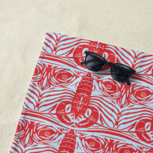 Vintage Jugendstil-Rote Lobster-Meer-Kreatur-Gesic Strandtuch