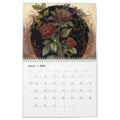 Vintage Jugendstil-Rote Rosen Kalender (Mär 2026)