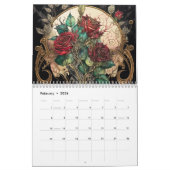 Vintage Jugendstil-Rote Rosen Kalender (Feb 2026)