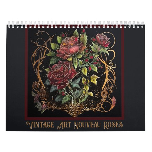 Vintage Jugendstil-Rote Rosen Kalender (Titelbild)