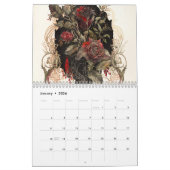 Vintage Jugendstil-Rote Rosen Kalender (Jan 2026)