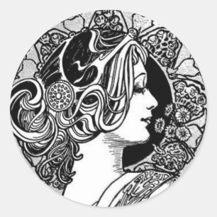 Vintage Jugendstil Runder Aufkleber