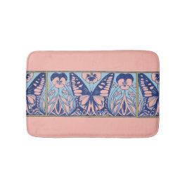 Vintage Jugendstil-Schmetterlinge und Stiefmütterc Badematte