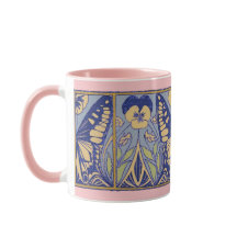 Vintage Jugendstil-Schmetterlinge und Stiefmütterc