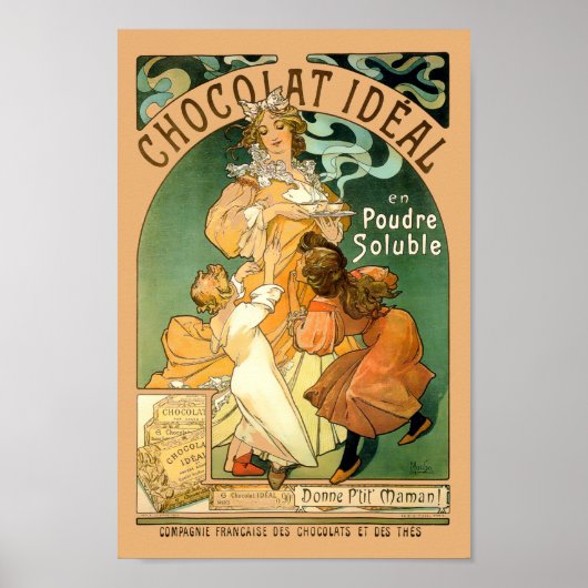 Vintage Jugendstil-Schokolade von Alphonse Mucha Poster (Vorne)