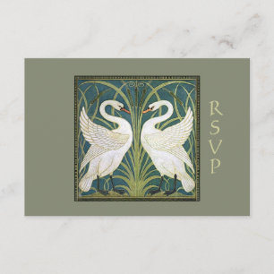 Vintage Jugendstil-Schwäne Hochzeit-RSVP-Karte 2 RSVP Karte