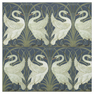 Vintage Jugendstil-Schwäne von Walter Crane Fabric Stoff