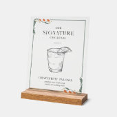 Vintage Jugendstil-Signatur Cocktail-Zeichen Acrylschild (Winkel)