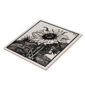 Vintage Jugendstil-SonnenblumenTinte Zeichnend Rep Fliese (Seite)