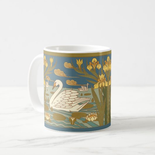 Vintage Jugendstil-Swans & Irische Frieze Kaffeetasse (Vorderseite Links)