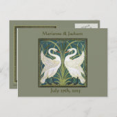 Vintage Jugendstil-Swans Save the Date Postkarte (Vorne/Hinten)