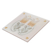 Vintage Jugendstil-Tulips & Herz Gibbons Fliese (Seite)