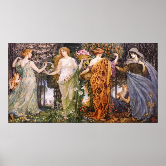 Vintage Jugendstil-vier Jahreszeiten von Walter Cr Poster (Vorne)