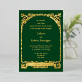 Vintage Jugendstil-Vine Border & Banner Hochzeit Folieneinladung (Stehend vorne)