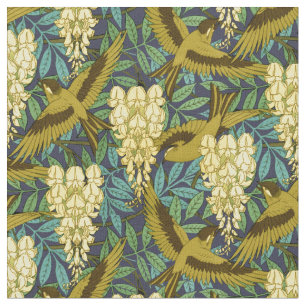 Vintage Jugendstil-Vögel und Wisteria-Muster Stoff